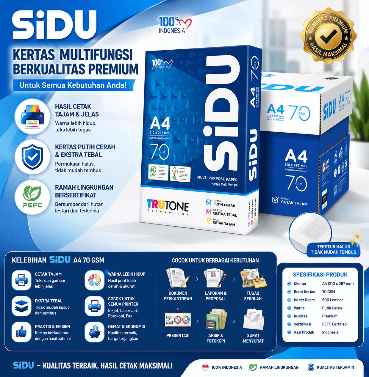 Foto produk Kertas SiDU A4 70 GSM